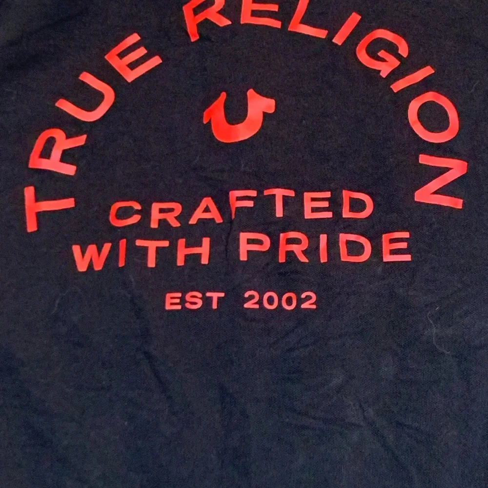 True religion classic polo Black /Red trim & logo Size L
